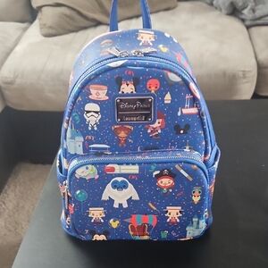 Loungefly Disney Parks Chibi Character Print Backpack NWT